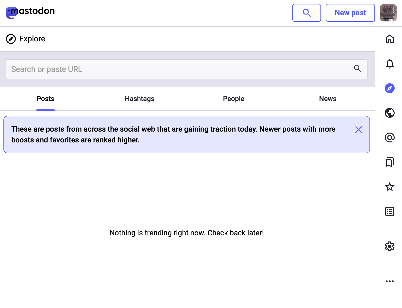 &quot;Nothing is trending right now. Check back later!&quot;